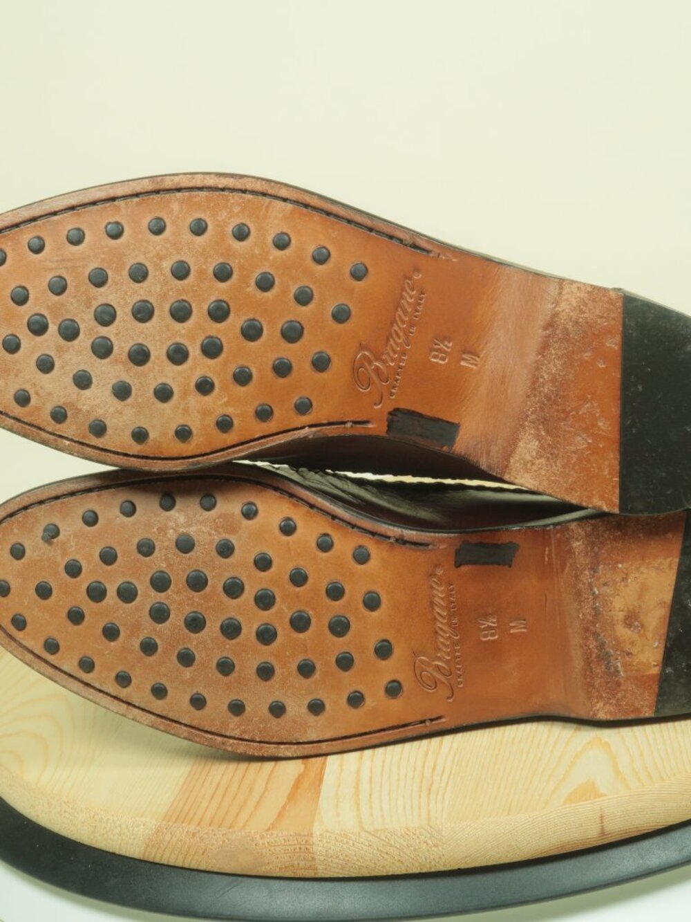 Vintage Bragano Crocodile Vamp Leather Loafers Shoes Mens 8.5M Brown Moc Toe - Picture 6 of 9
